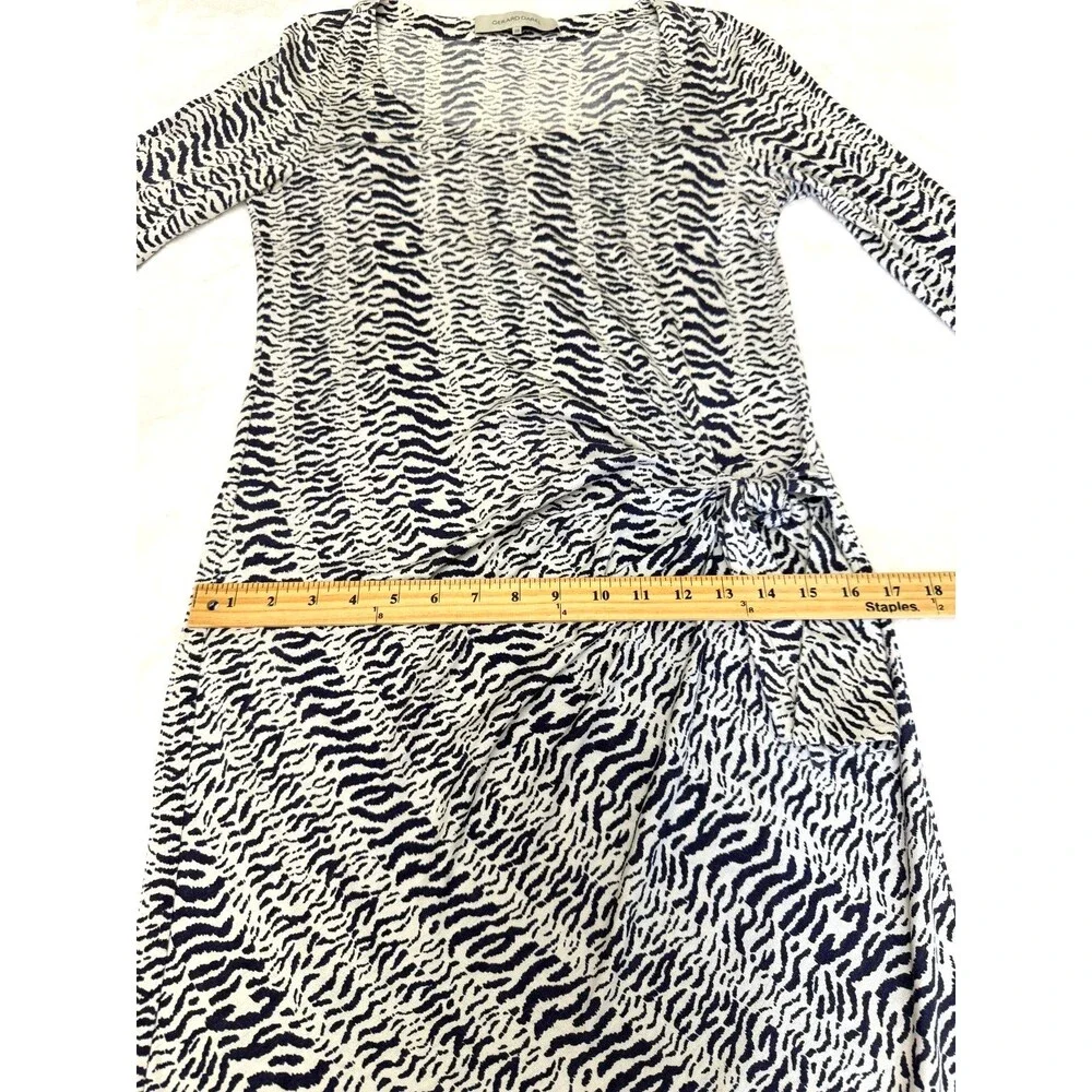 Gerard Darel Zebra Print Silk Cotton Ruched Side Tie Dress Size 38/US 6 France